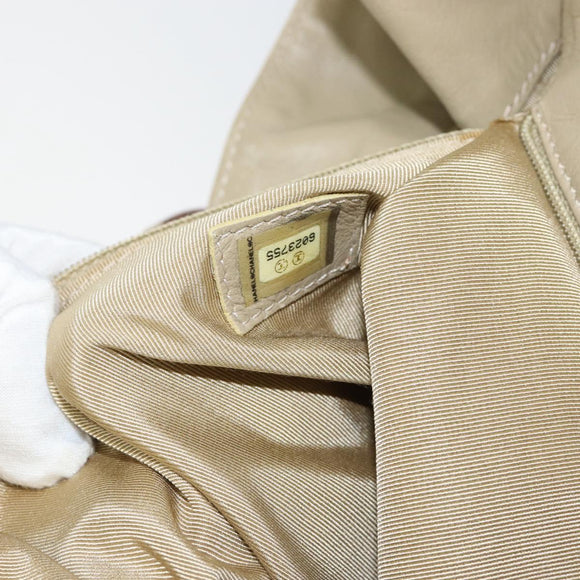 CHANEL Hand Bag Coated Canvas Beige Gold CC Auth 147411