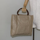 CHANEL Hand Bag Coated Canvas Beige Gold CC Auth 147411-22