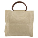 CHANEL Hand Bag Coated Canvas Beige Gold CC Auth 147411-2