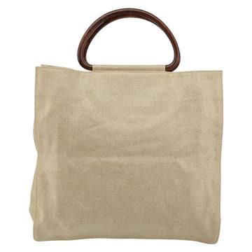 CHANEL Hand Bag Coated Canvas Beige Gold CC Auth 147411 - 0