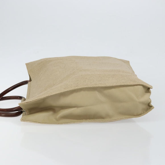 CHANEL Hand Bag Coated Canvas Beige Gold CC Auth 147411