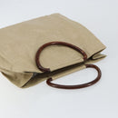 CHANEL Hand Bag Coated Canvas Beige Gold CC Auth 147411-6