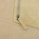 CHANEL Hand Bag Canvas Beige Silver CC Auth 147412-16