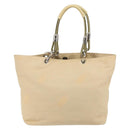 CHANEL Hand Bag Canvas Beige Silver CC Auth 147412-3