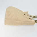 CHANEL Hand Bag Canvas Beige Silver CC Auth 147412-4