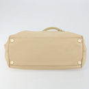 CHANEL Hand Bag Canvas Beige Silver CC Auth 147412-9