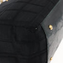 CHANEL Chain Choco Bar Line Hand Bag Canvas Black Gold CC Auth 147415-8