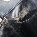 CHANEL Chain Choco Bar Line Hand Bag Canvas Black Gold CC Auth 147415-10