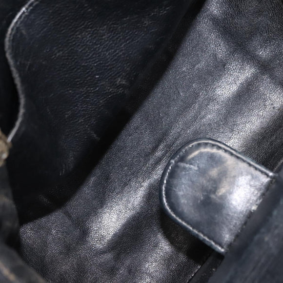 CHANEL Chain Choco Bar Line Hand Bag Canvas Black Gold CC Auth 147415