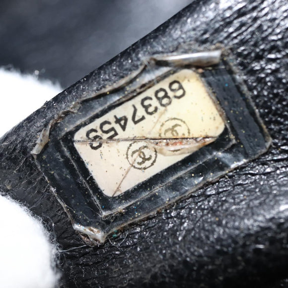 CHANEL Chain Choco Bar Line Hand Bag Canvas Black Gold CC Auth 147415