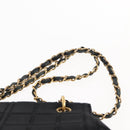 CHANEL Chain Choco Bar Line Hand Bag Canvas Black Gold CC Auth 147415-14