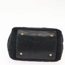 CHANEL Chain Choco Bar Line Hand Bag Canvas Black Gold CC Auth 147415-5