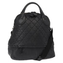 CHANEL Matelasse Hand Bag Nylon 2way Black Silver CC Auth 147417-1