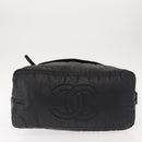 CHANEL Matelasse Hand Bag Nylon 2way Black Silver CC Auth 147417-5