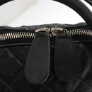 CHANEL Matelasse Hand Bag Nylon 2way Black Silver CC Auth 147417-20