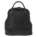 CHANEL Matelasse Hand Bag Nylon 2way Black Silver CC Auth 147417-13