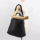 CHANEL Matelasse Hand Bag Nylon 2way Black Silver CC Auth 147417-24