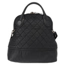 CHANEL Matelasse Hand Bag Nylon 2way Black Silver CC Auth 147417-2