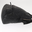 CHANEL Matelasse Hand Bag Nylon 2way Black Silver CC Auth 147417-3