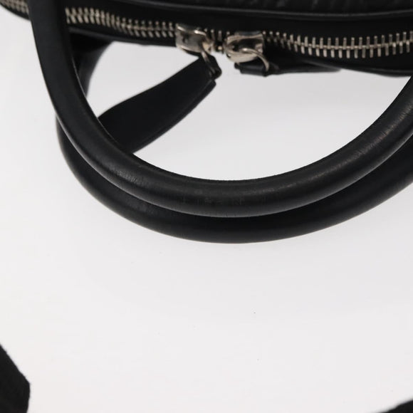 CHANEL Matelasse Hand Bag Nylon 2way Black Silver CC Auth 147417