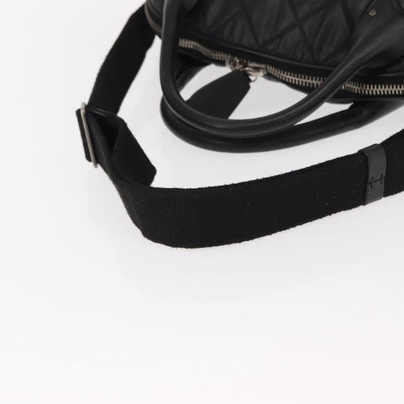 CHANEL Matelasse Hand Bag Nylon 2way Black Silver CC Auth 147417