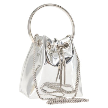 Jimmy Choo Hand Bag Enamel 2way Silver Auth 147418