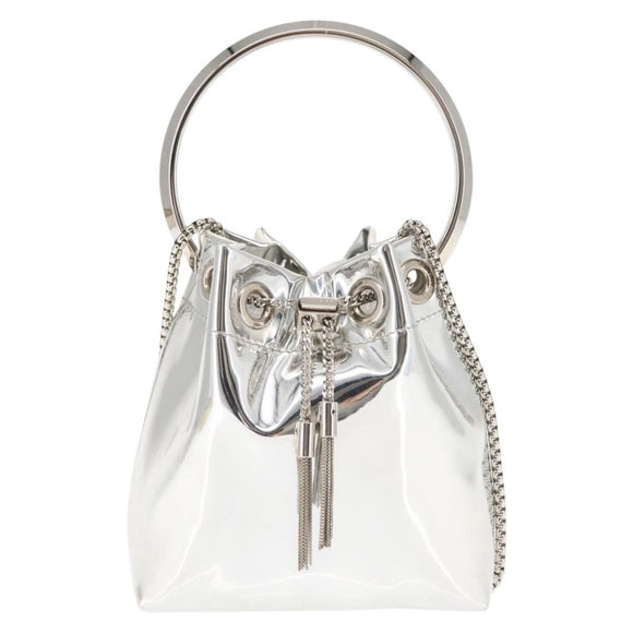 Jimmy Choo Hand Bag Enamel 2way Silver Auth 147418