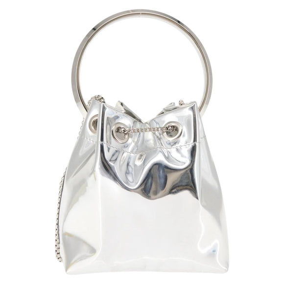 Jimmy Choo Hand Bag Enamel 2way Silver Auth 147418