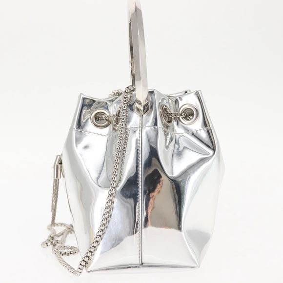 Jimmy Choo Hand Bag Enamel 2way Silver Auth 147418