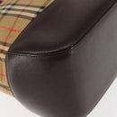 BURBERRY Nova Check Tote Bag Canvas Beige Gold Auth 147419-15