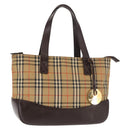 BURBERRY Nova Check Tote Bag Canvas Beige Gold Auth 147419-1