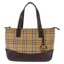 BURBERRY Nova Check Tote Bag Canvas Beige Gold Auth 147419-13