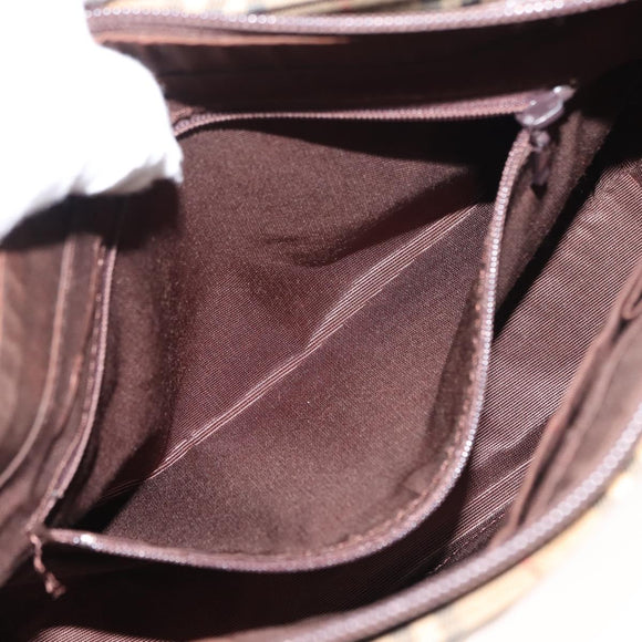 BURBERRY Nova Check Tote Bag Canvas Beige Gold Auth 147419