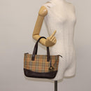BURBERRY Nova Check Tote Bag Canvas Beige Gold Auth 147419-21