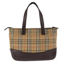 BURBERRY Nova Check Tote Bag Canvas Beige Gold Auth 147419-2