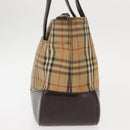 BURBERRY Nova Check Tote Bag Canvas Beige Gold Auth 147419-4