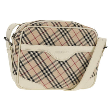 BURBERRY Nova Check Shoulder Bag Canvas Beige White Auth 147476