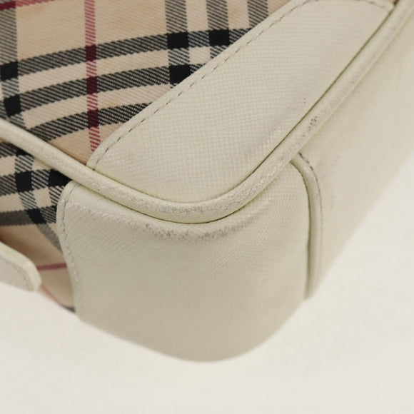 BURBERRY Nova Check Shoulder Bag Canvas Beige White Auth 147476