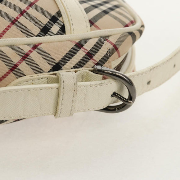 BURBERRY Nova Check Shoulder Bag Canvas Beige White Auth 147476