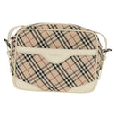 BURBERRY Nova Check Shoulder Bag Canvas Beige White Auth 147476-13