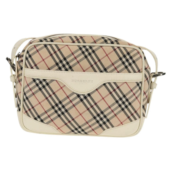 BURBERRY Nova Check Shoulder Bag Canvas Beige White Auth 147476