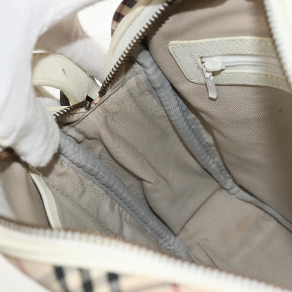 BURBERRY Nova Check Shoulder Bag Canvas Beige White Auth 147476