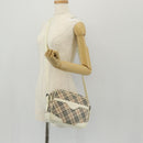 BURBERRY Nova Check Shoulder Bag Canvas Beige White Auth 147476-24