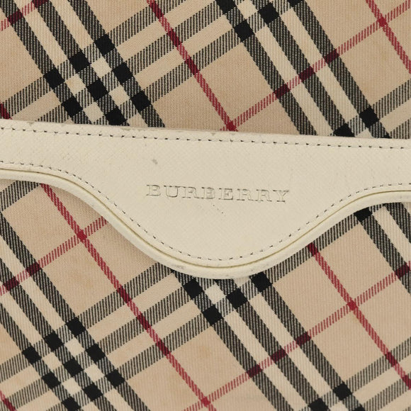 BURBERRY Nova Check Shoulder Bag Canvas Beige White Auth 147476