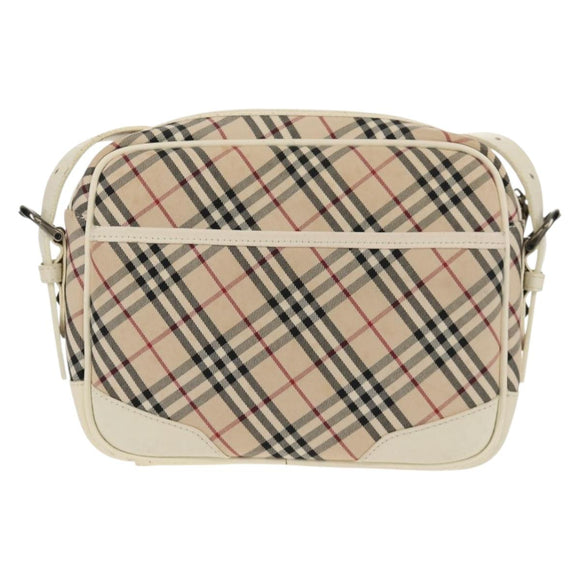 BURBERRY Nova Check Shoulder Bag Canvas Beige White Auth 147476