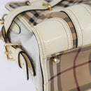 BURBERRY Nova Check Tote Bag PVC Leather 2way Beige Gold Auth 147477-16
