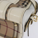 BURBERRY Nova Check Tote Bag PVC Leather 2way Beige Gold Auth 147477-9