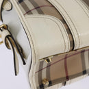 BURBERRY Nova Check Tote Bag PVC Leather 2way Beige Gold Auth 147477-17