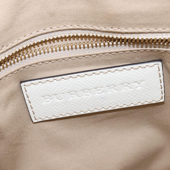 BURBERRY Nova Check Tote Bag PVC Leather 2way Beige Gold Auth 147477