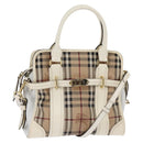 BURBERRY Nova Check Tote Bag PVC Leather 2way Beige Gold Auth 147477-1